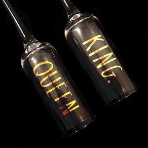 rae dunn Queen & King Champagne Flutes *NIB*